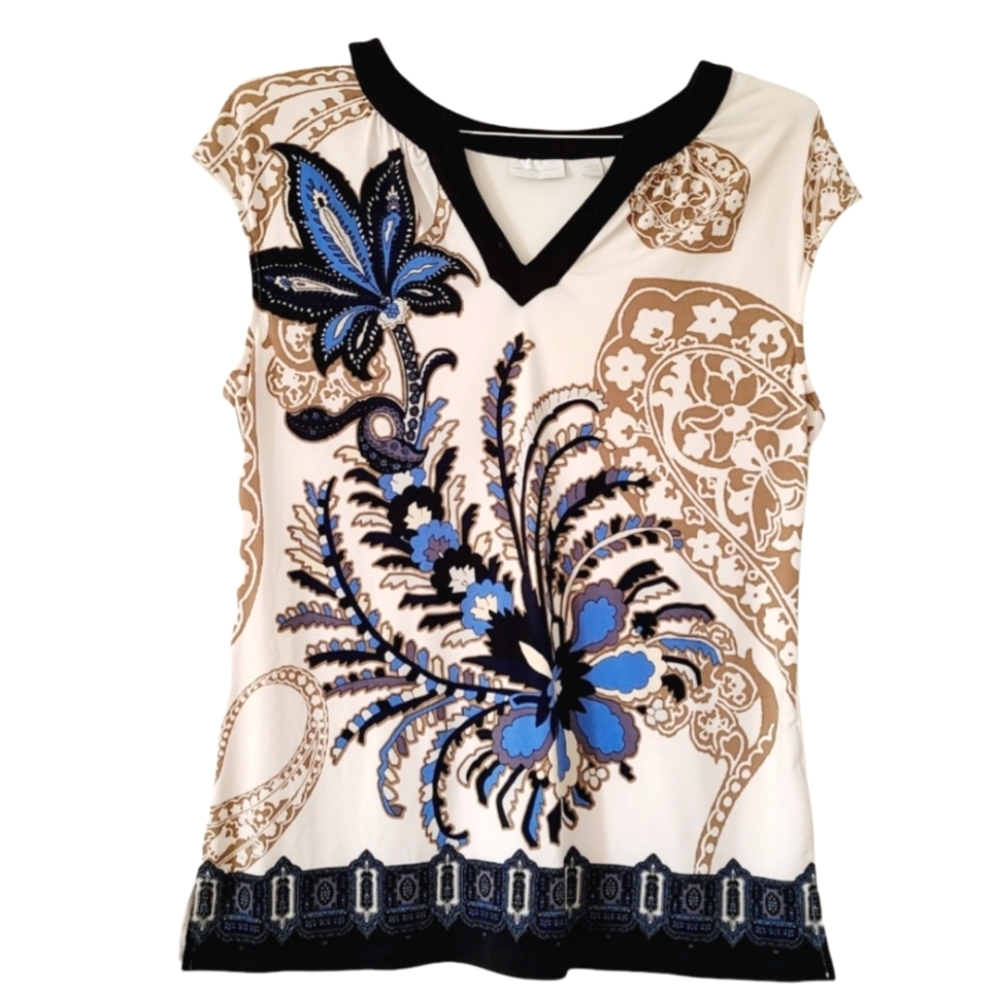 New York & Company Flowy Sleeveless Floral Paisley Top